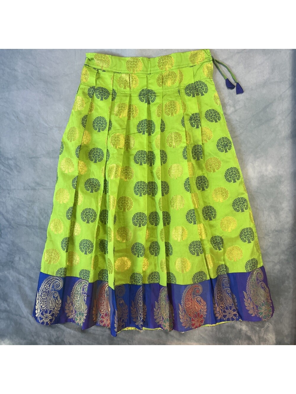 Lehenga/Langa Skirt For women Green Blue Tree Paisley Design
